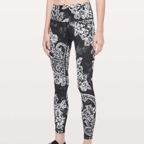lululemon athletica Pants - lululemon athletica Black and White Floral Print High-Rise Leggings